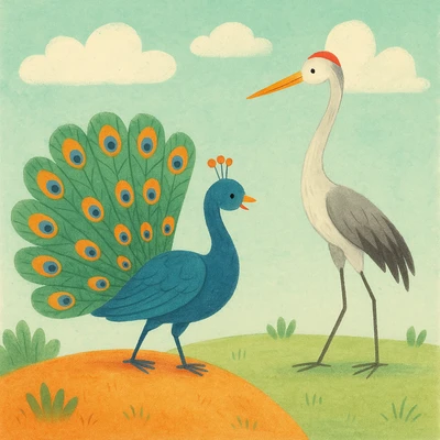 El Pavo Real y la Grulla